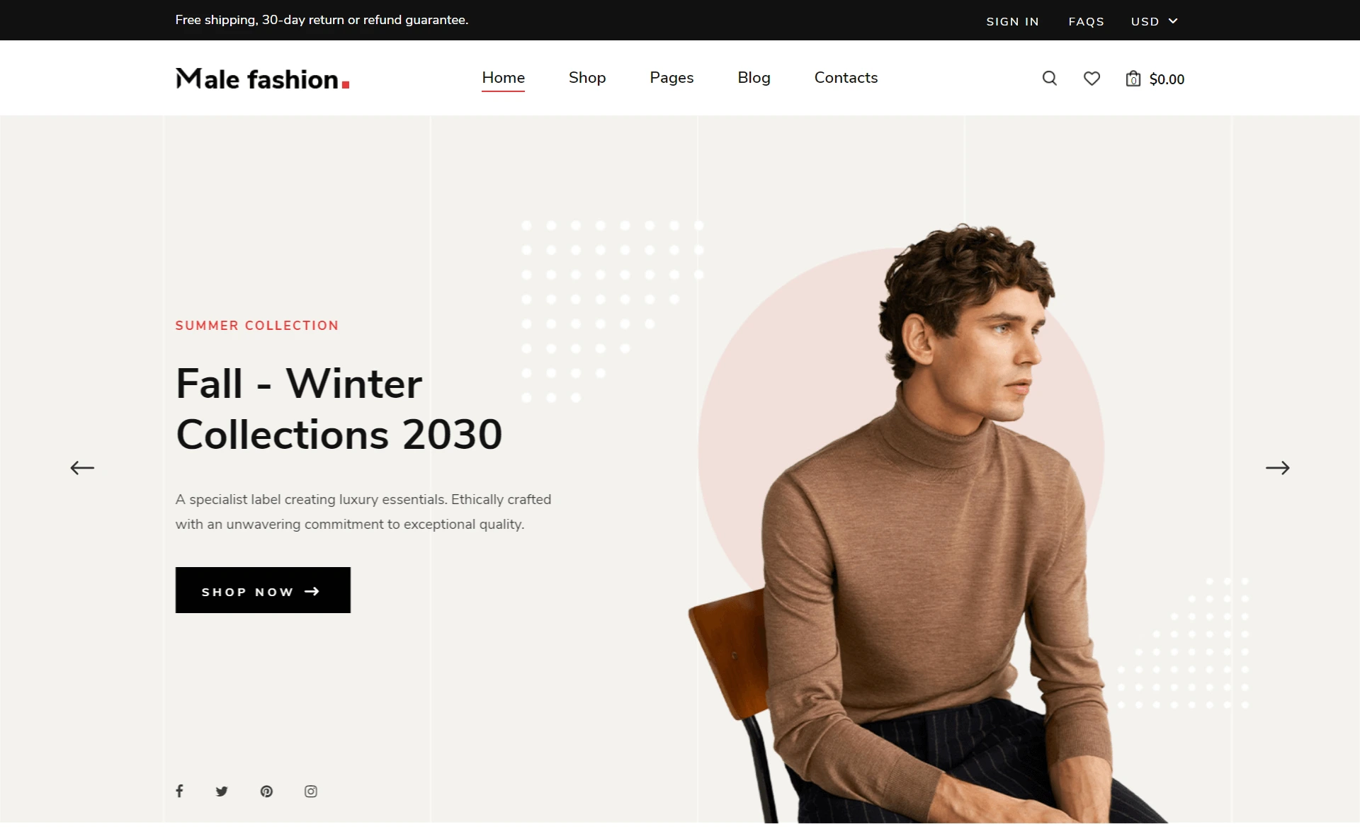 MaleFashion – Free Bootstrap 4 HTML5 eCommerce Website Template