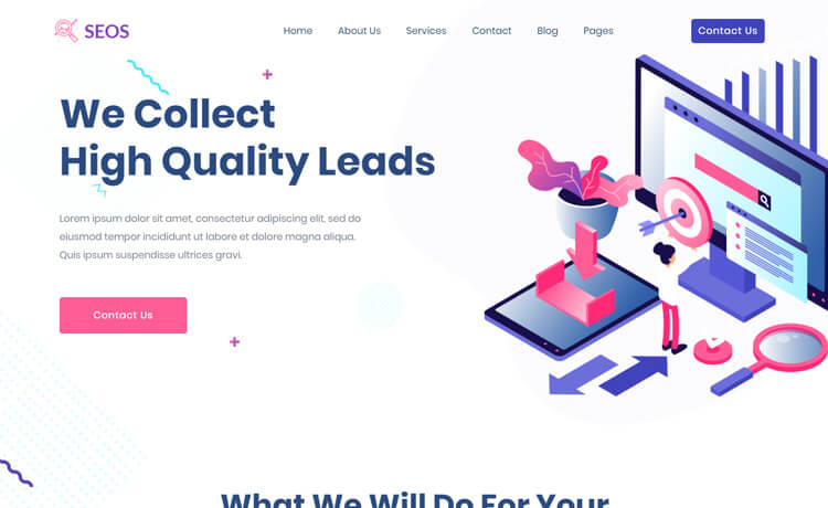 Seos – Free Bootstrap 4 HTML5 SEO Agency Website Template