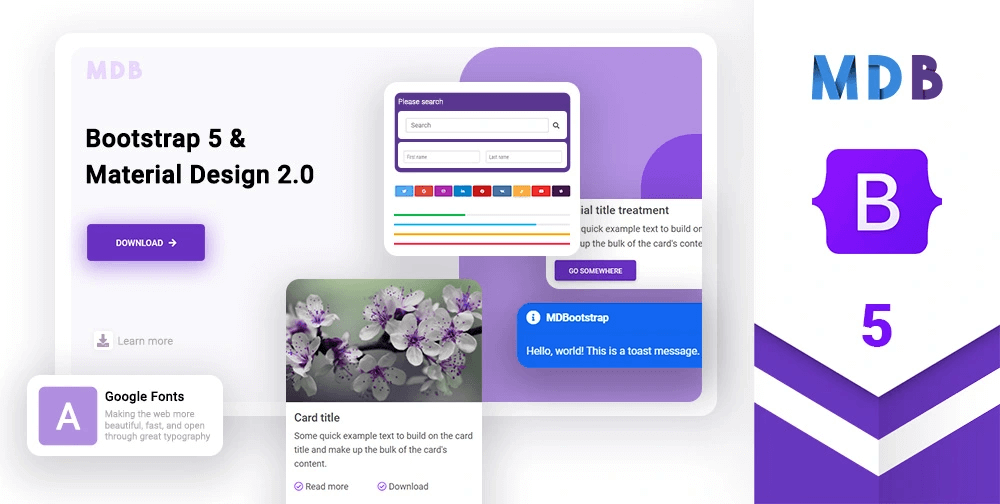 MDB – New Free Bootstrap 5 HTML5 Web UI Kit Template