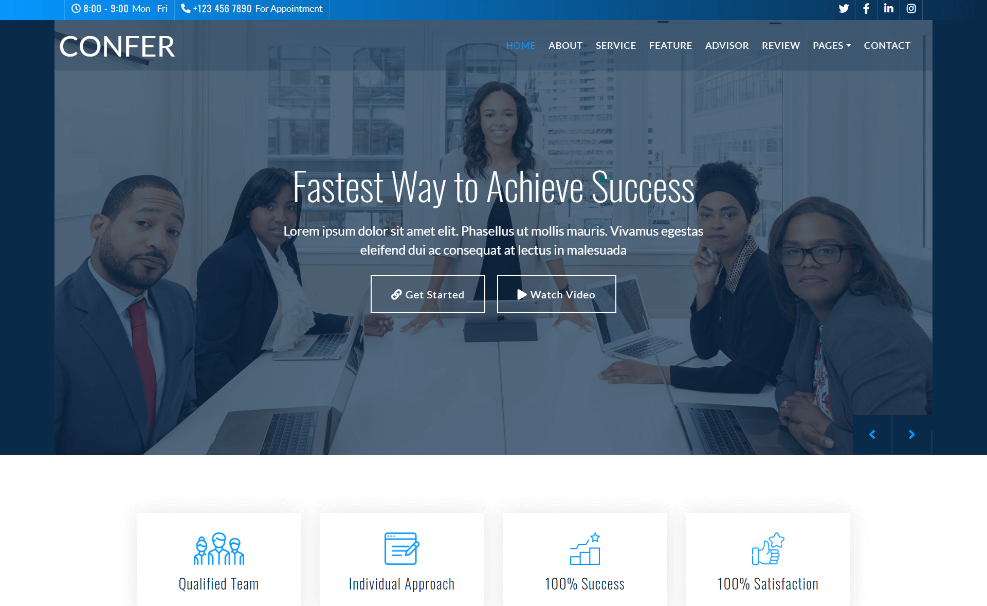 Confer – Free Responsive Bootstrap 4 HTML5 Consulting Business Websites