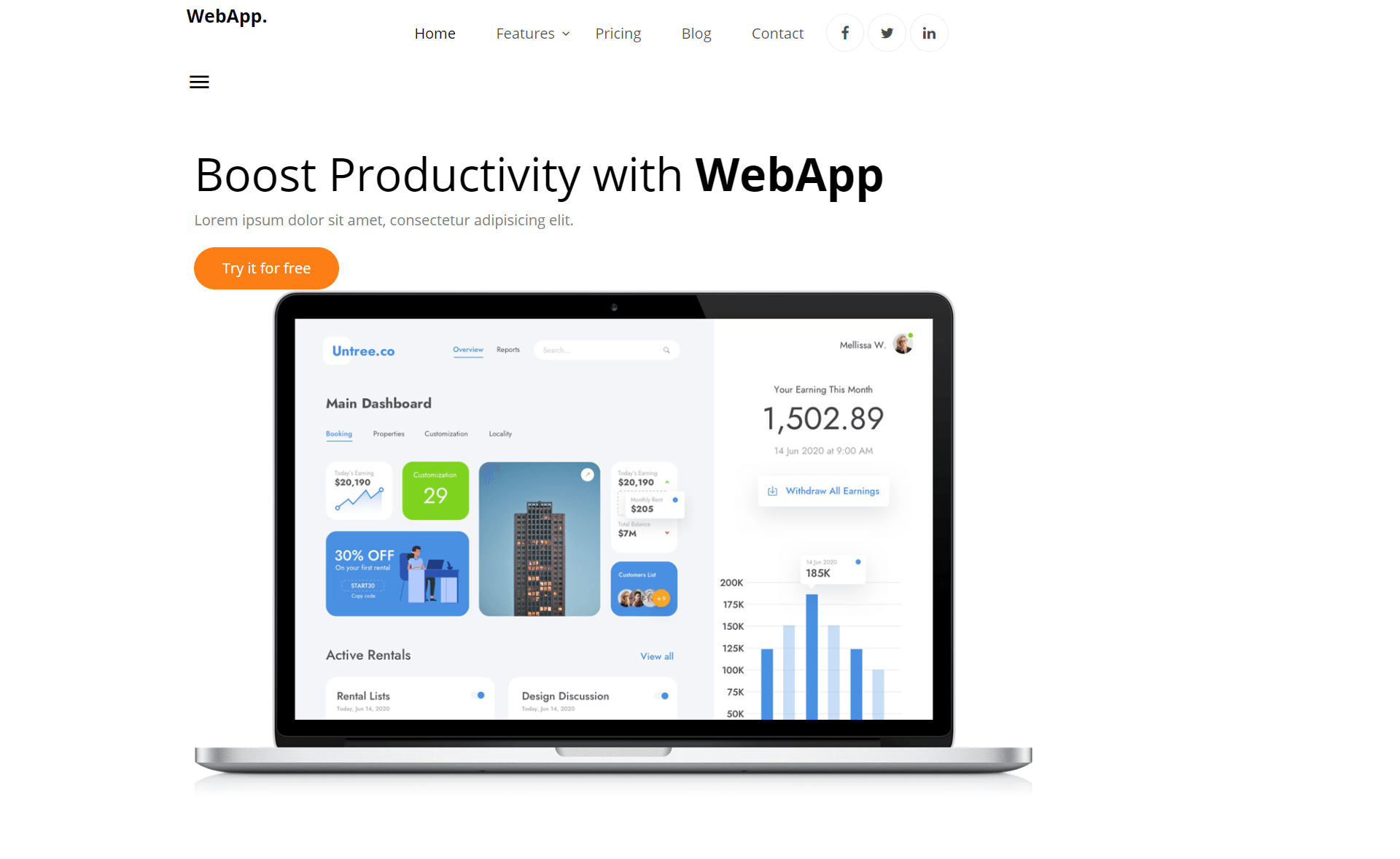 WebApp – Free Responsive Bootstrap 4 HTML5 Landing Page Template