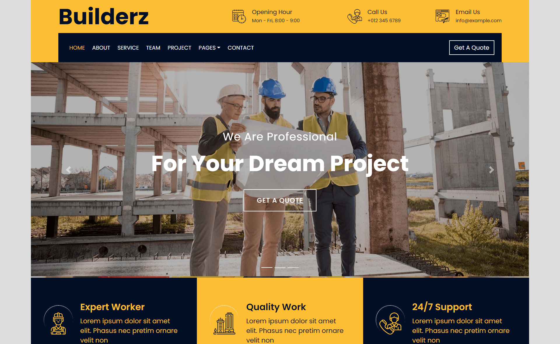 Builderz – Free Bootstrap 4 HTML5 Construction Company Website Template