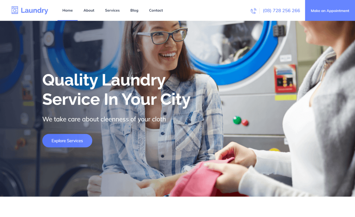 Laundry – Free Bootstrap 4 HTML5 Cleaning Business Website Template