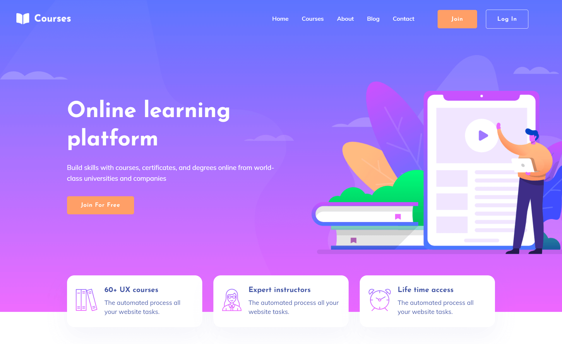 Courses – Free Bootstrap 4 HTML5 Education Website Template