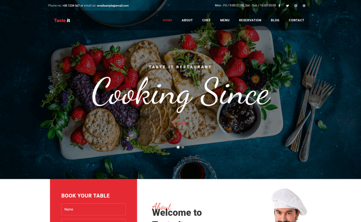 TasteIt – Free Responsive Bootstrap 4 HTML5 Restaurant Website Template