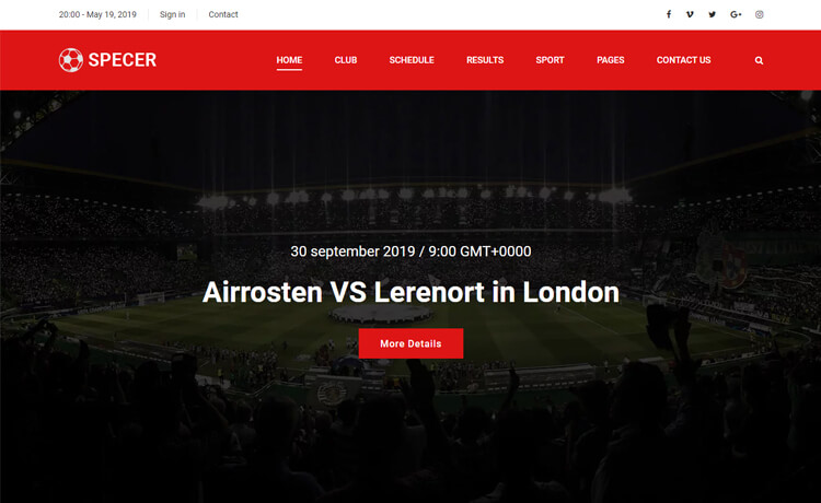 Specer – Free Bootstrap 4 HTML5 Sports Website Template