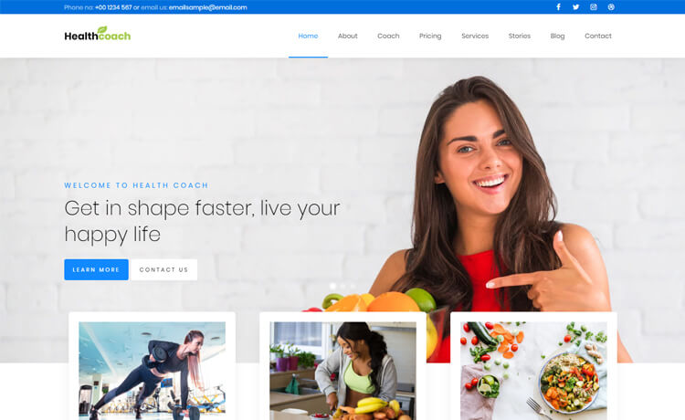 Healthcoach – Free Bootstrap 4 HTML5 Fitness Website Template