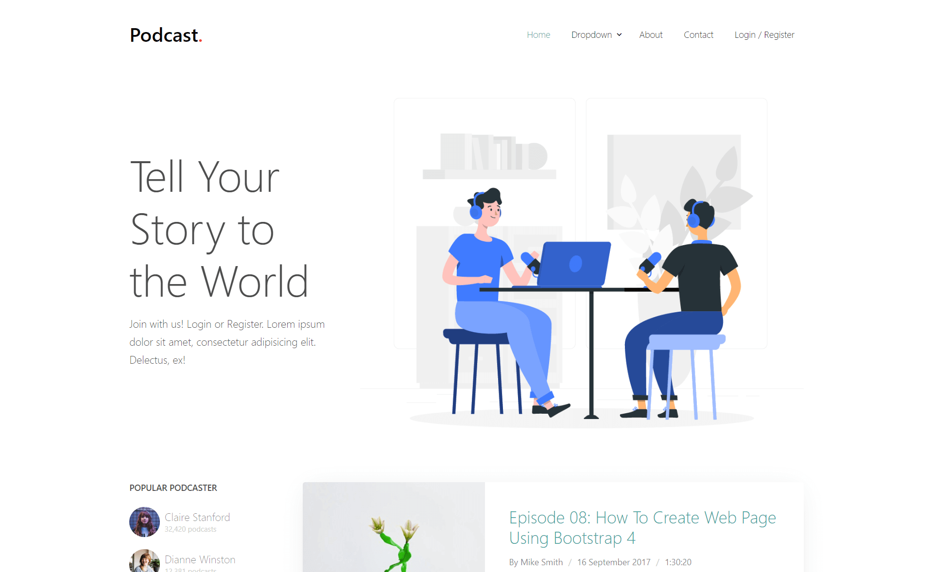Podcast – Free Bootstrap 4 HTML5 Responsive Musical Website Template