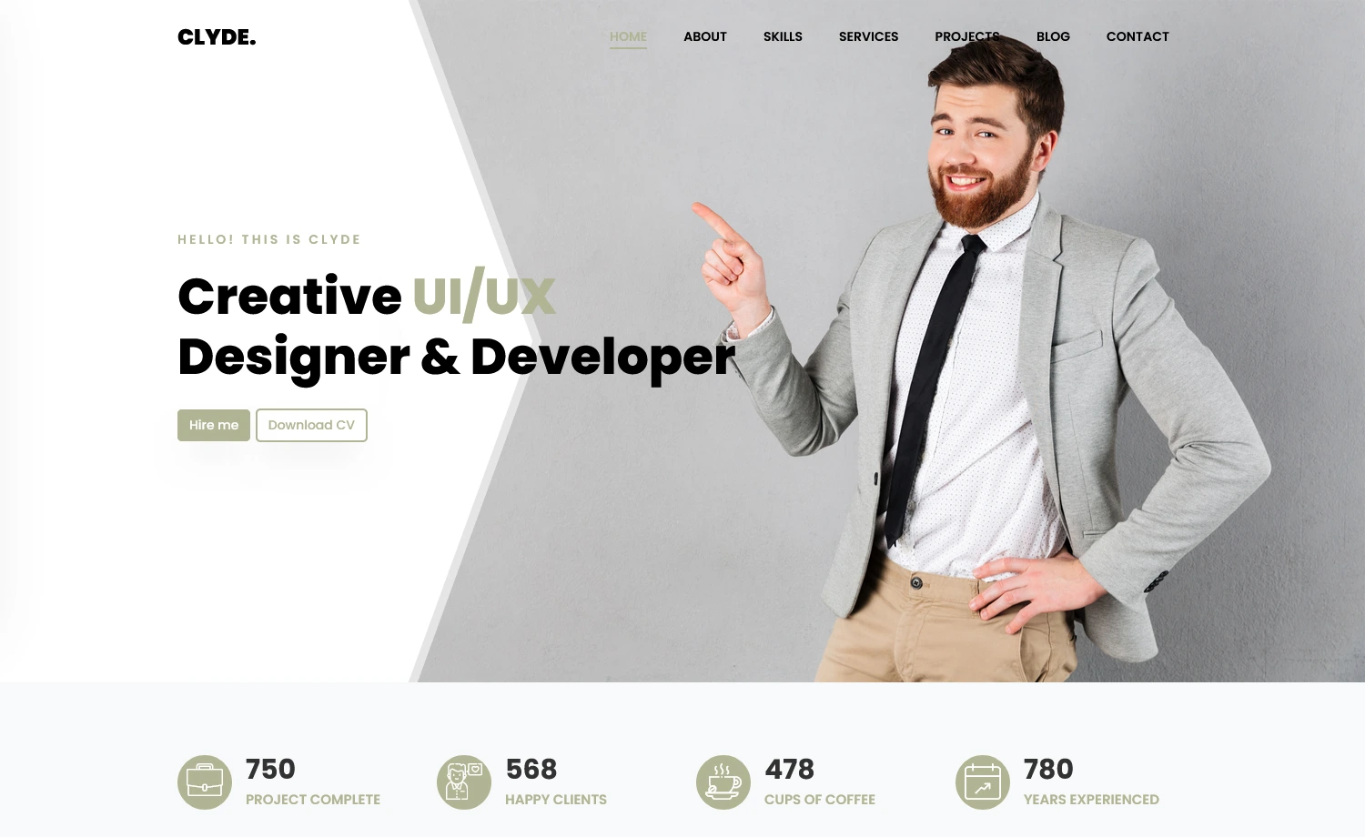 Clyde – Free Bootstrap 4 HTML5 Responsive Portfolio Website Template
