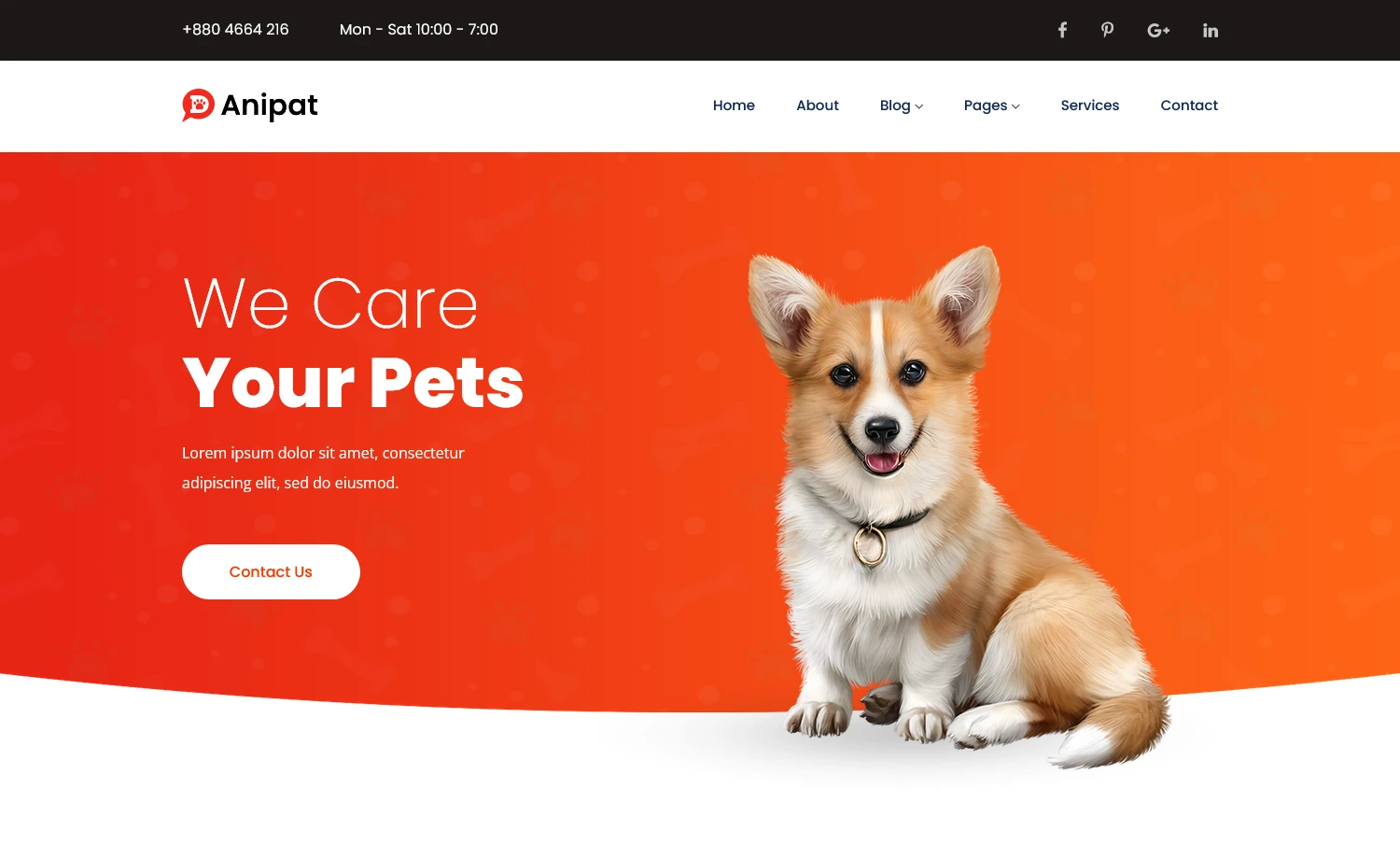 Anipat – Free Bootstrap 4 HTML5 Pet Care Website Template