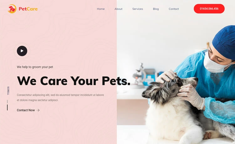 PetCare – Free Bootstrap 4 HTML5 Pet Clinic Website Template