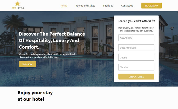 Star Hotels – Free HTML5 Responsive Hotel Website Template
