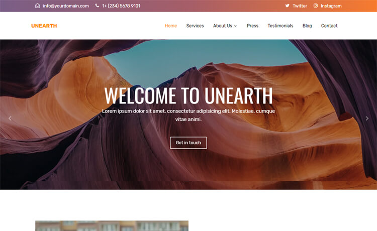 Unearth – Free Bootstrap 4 HTML5 Sophisticated Business Website Template