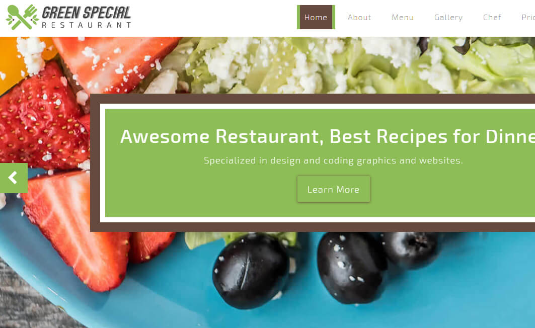 Green Special – Free Bootstrap 4 HTML5 Restaurant Website Template