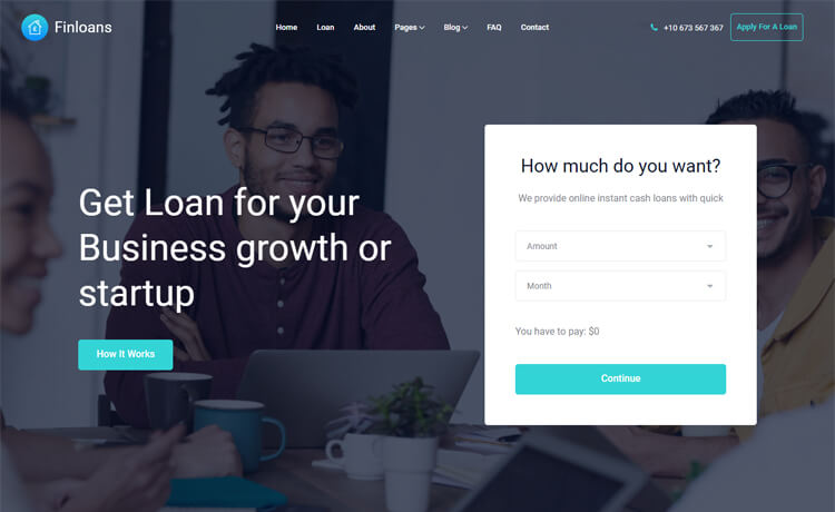 Finloans – Free Bootstrap 4 HTML5 Professional Business Website Template