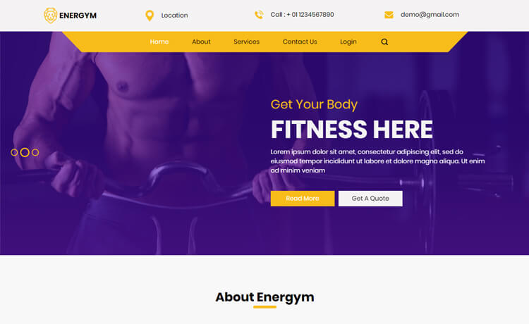 Energym – Free Bootstrap 4 HTML5 Fitness Website Template