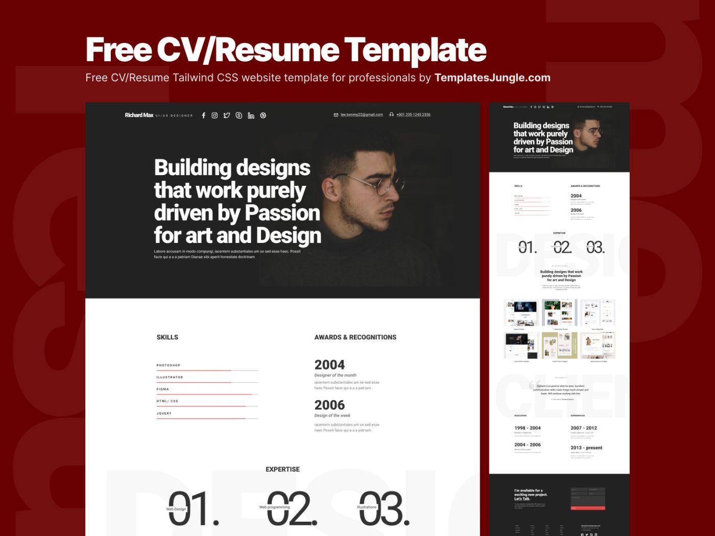 Richard – CV Resume HTML/Tailwind CSS Website Template