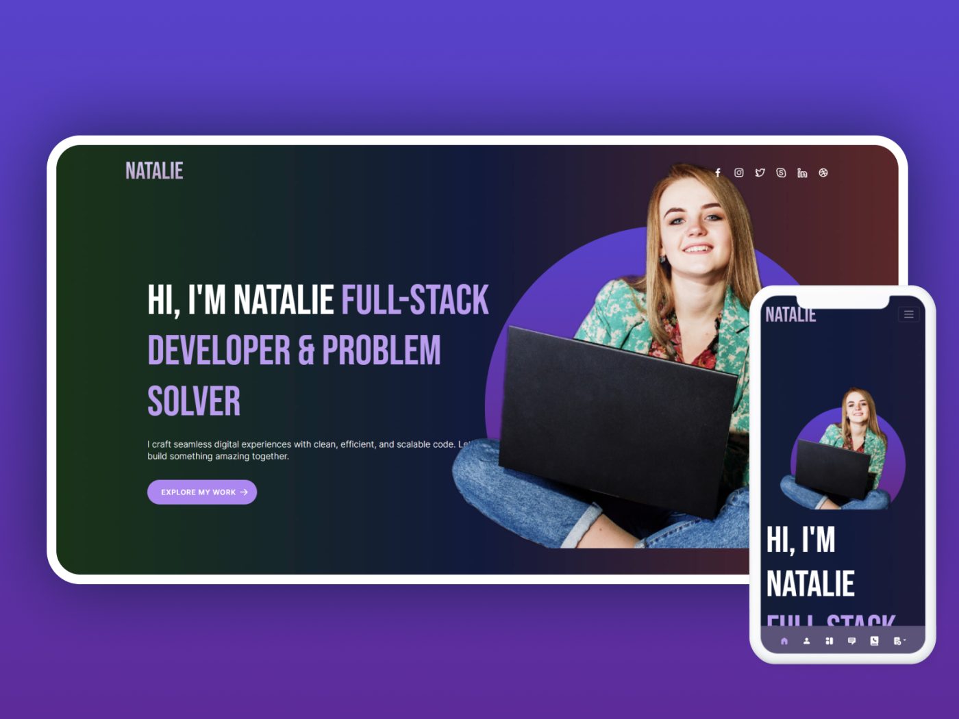 Natalie – Developer Portfolio Free Bootstrap HTML Website Template