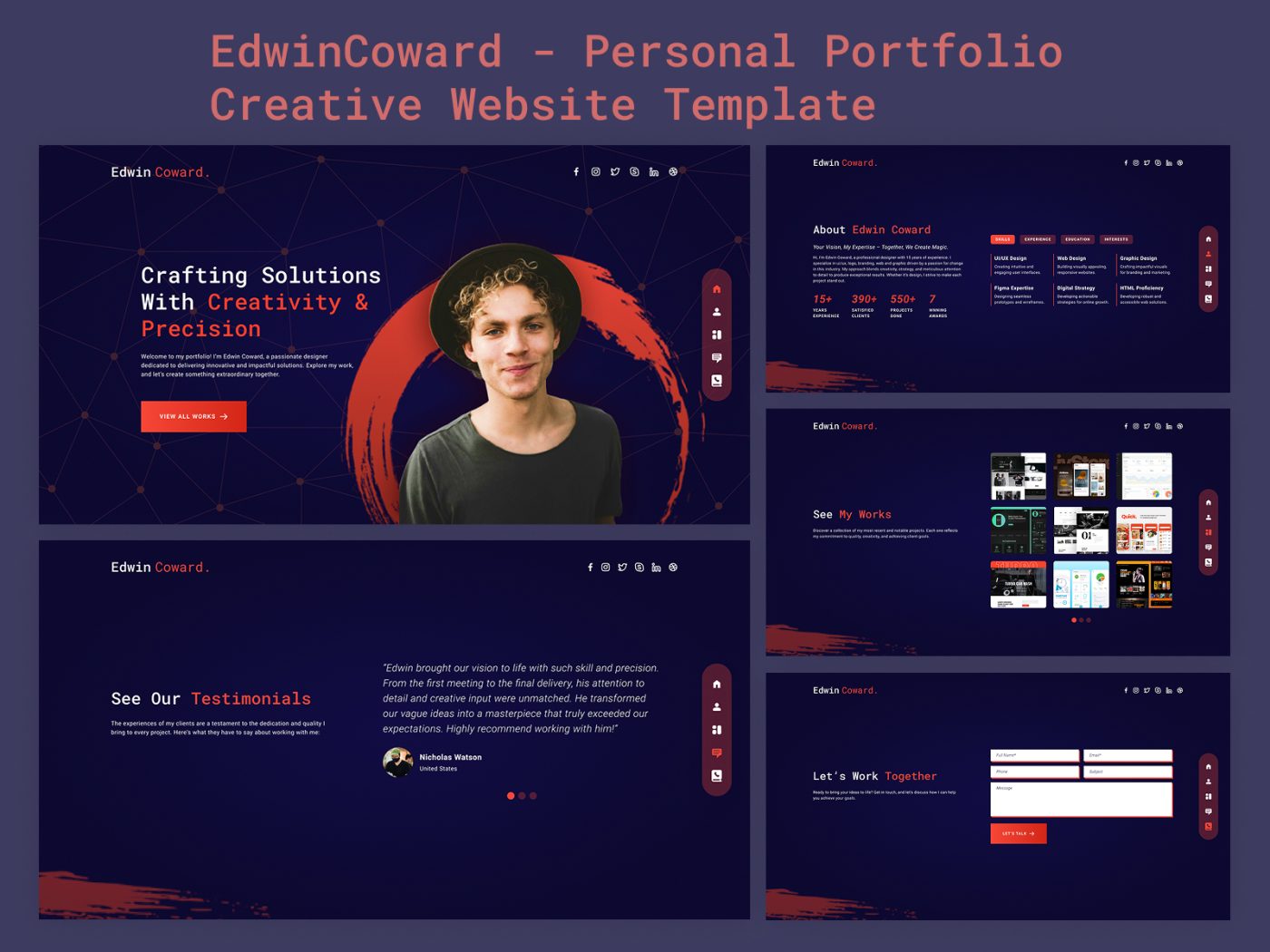 EdwinCoward – Personal Portfolio Bootstrap5 HTML/CSS and Figma Multipage Website Template