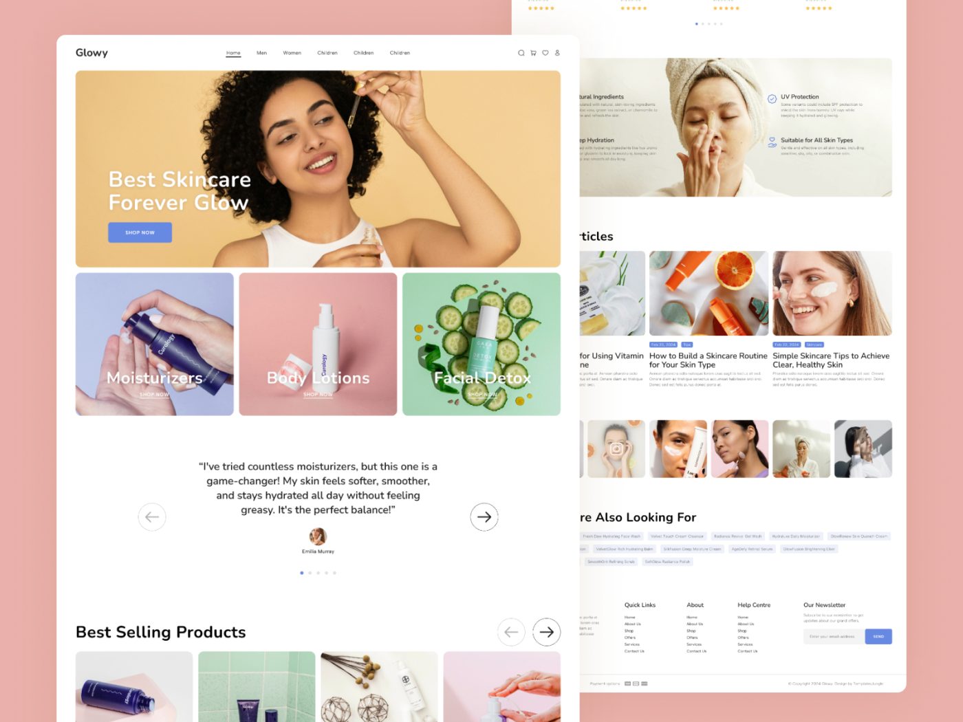 Glowy – Skincare and Makeup Store Free Bootstrap 5 HTML Website Template