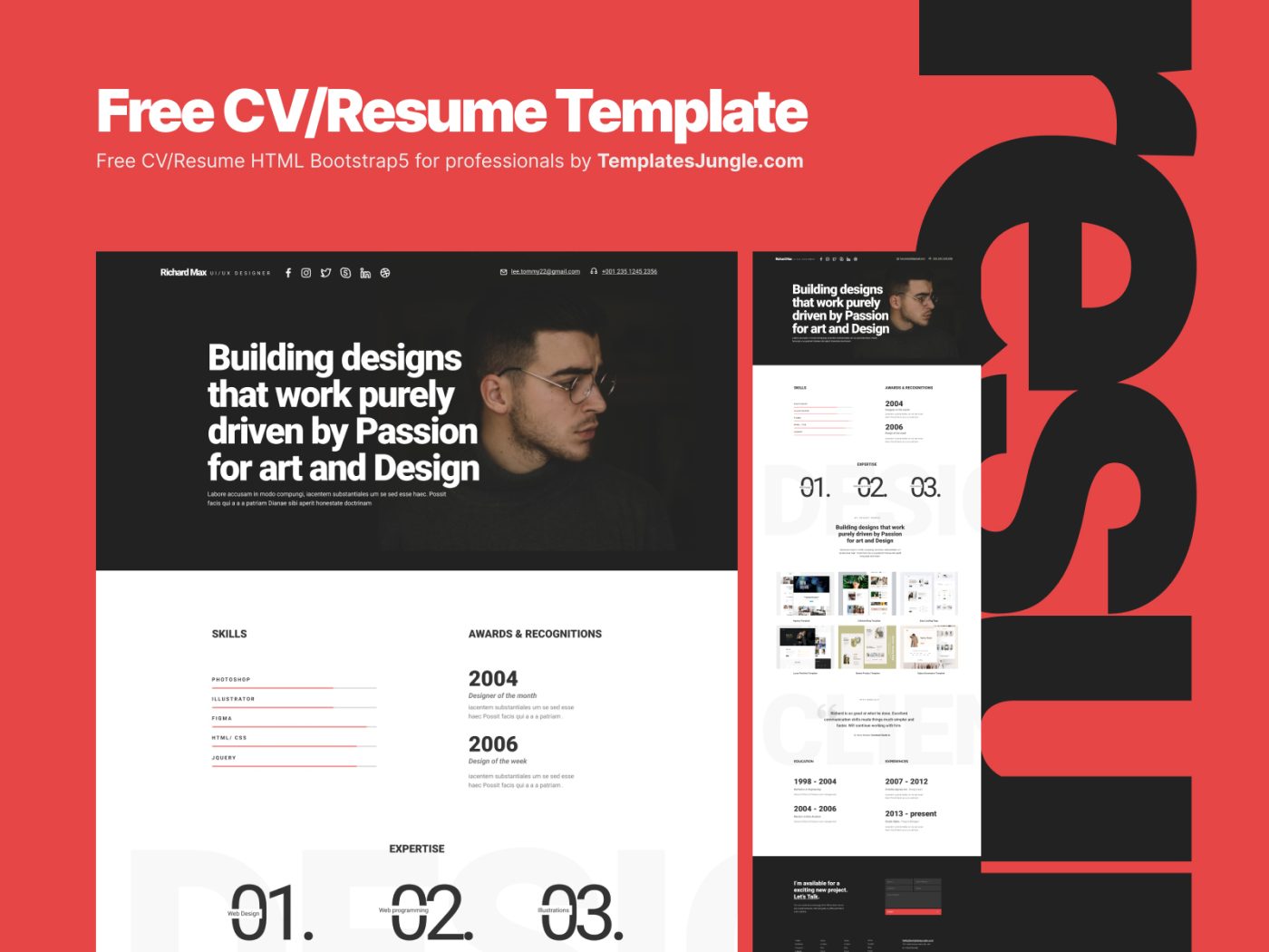 Richard – Free CV Resume Bootstrap HTML Website Template