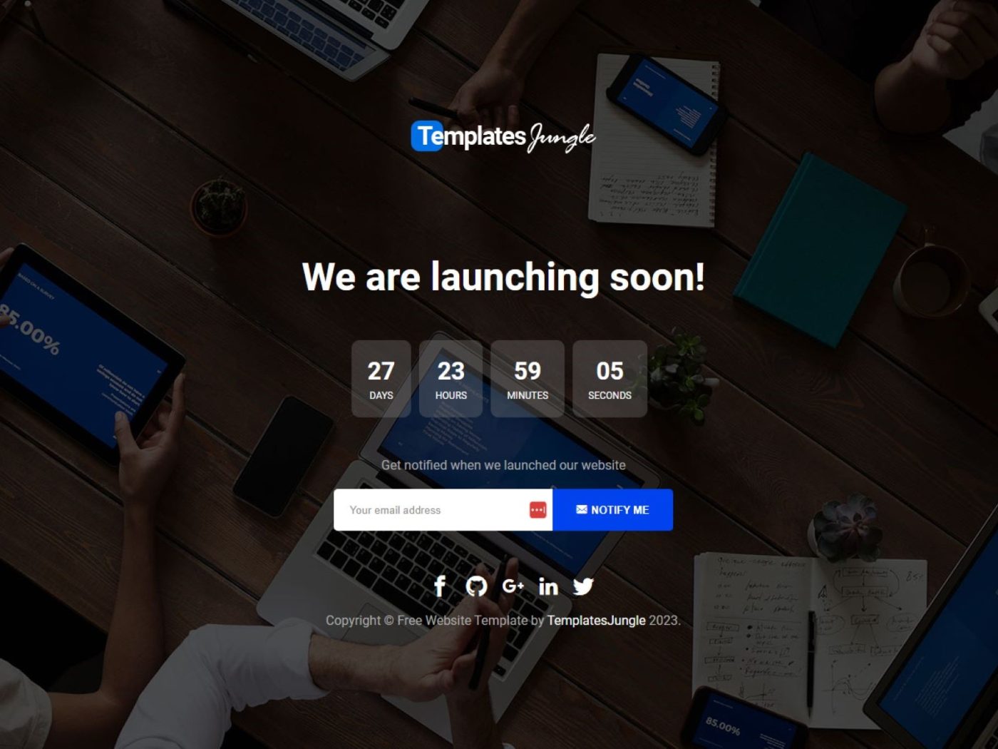 Coming Soon – Free Under Construction Website Template with Countdown