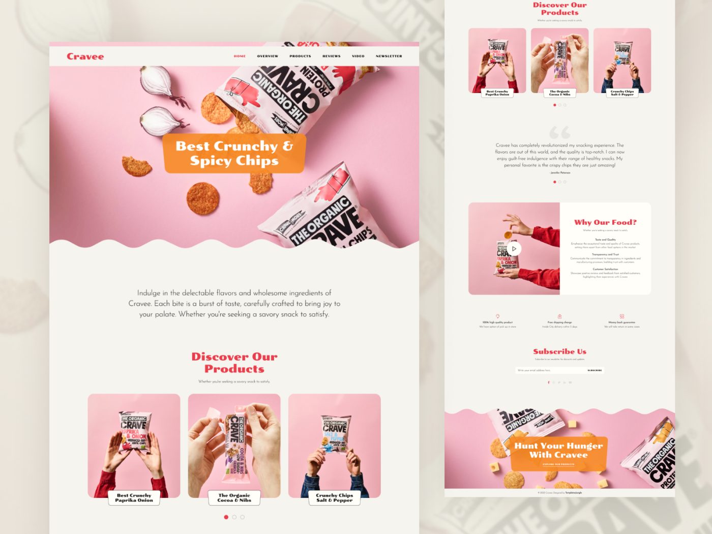 Cravee – Free Landing Page for Food Products