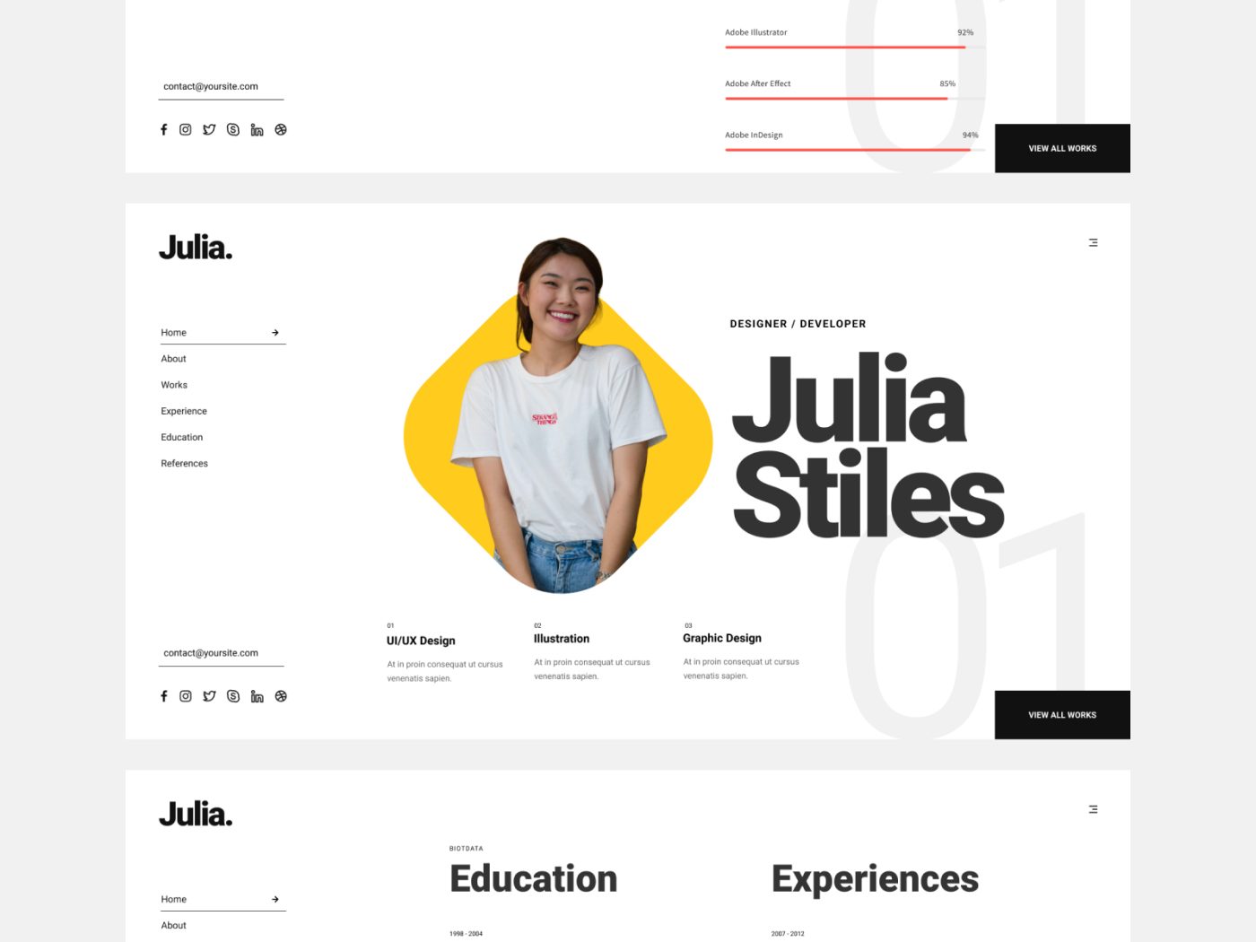 Julia – Free One Page Portfolio HTML Template