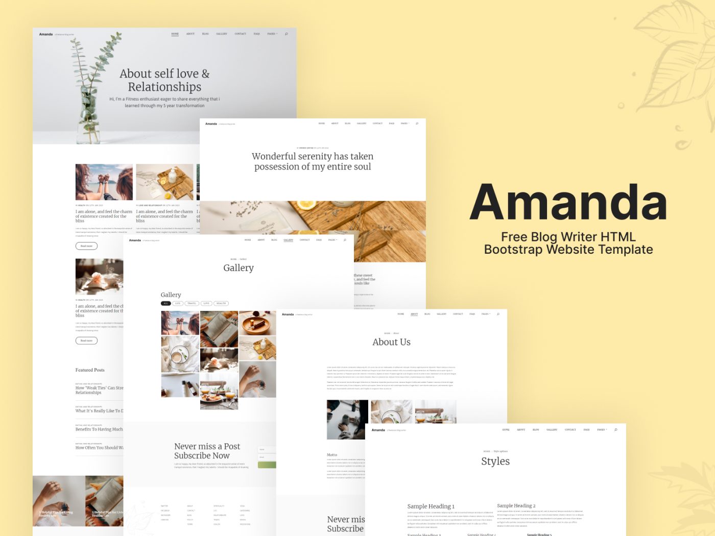 Amanda – Lifestyle Blog Bootstrap 5 Website Template
