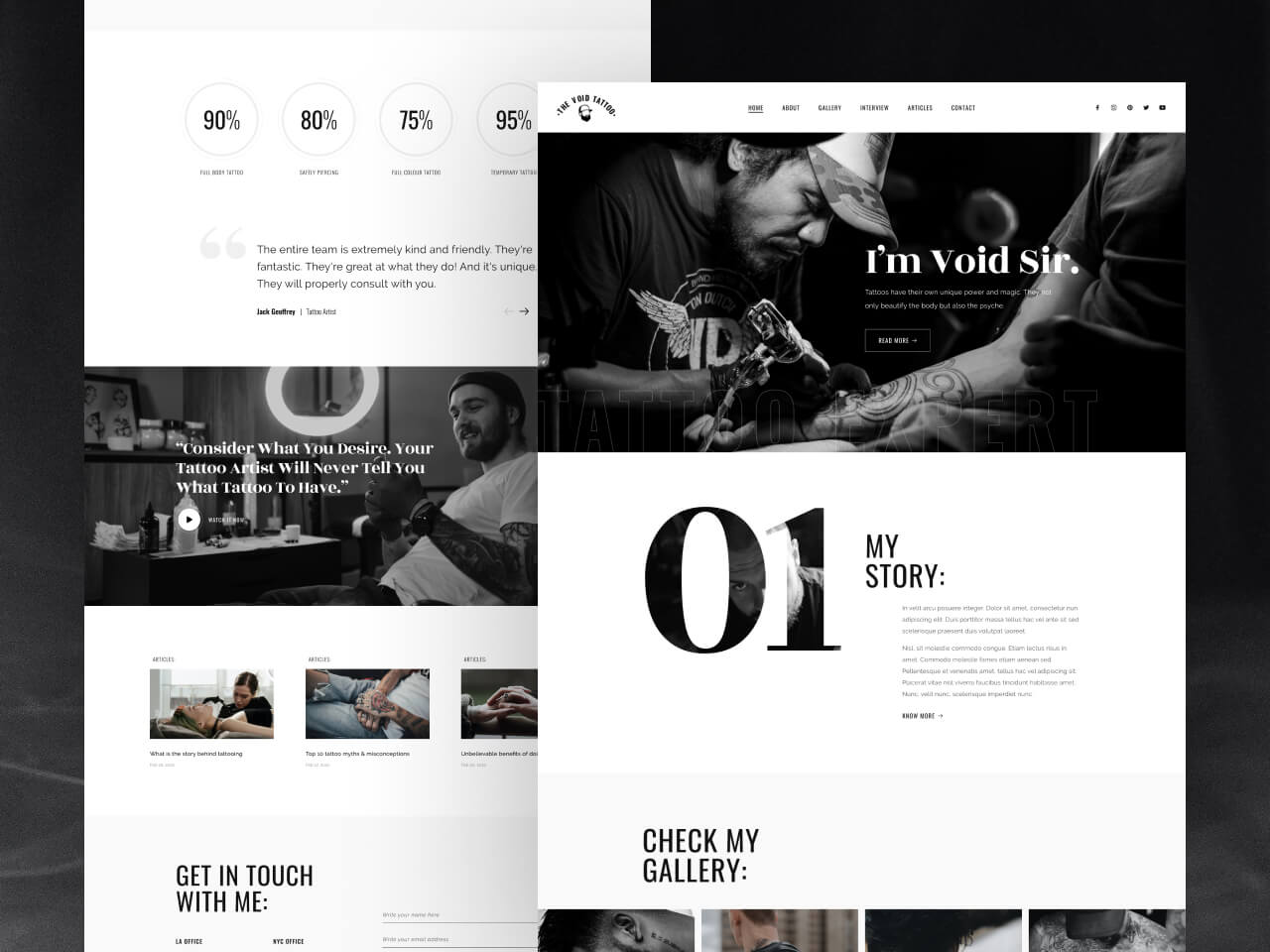 Void Tattoo – Free One-Page HTML Website Template for Tattoo Artists