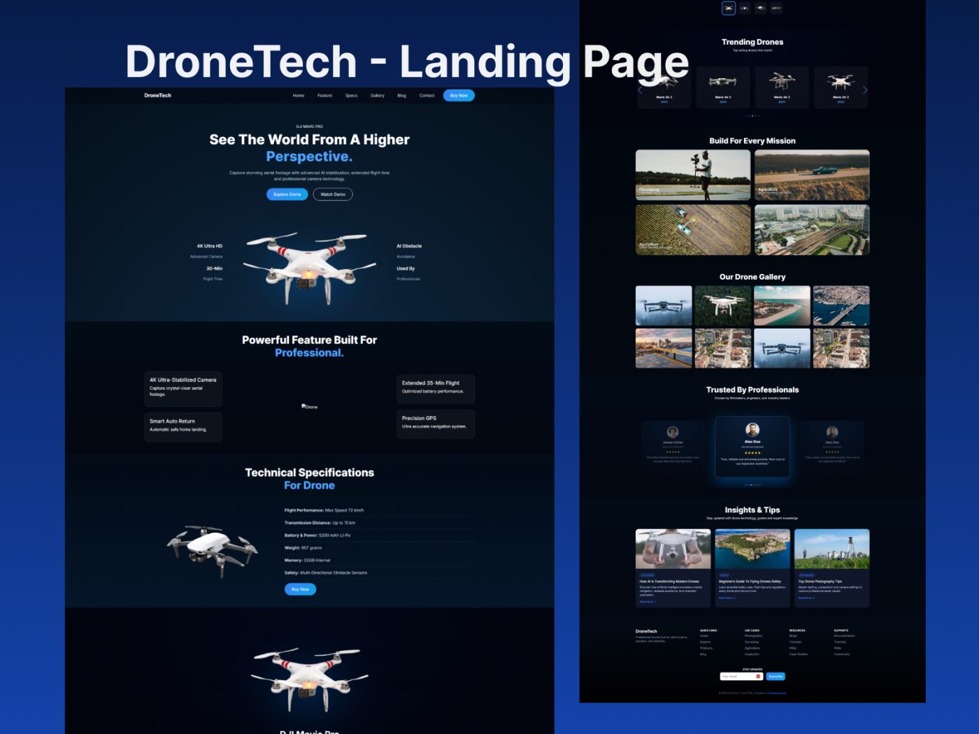 DroneTech – Drone Product Landing Page Bootstrap Template