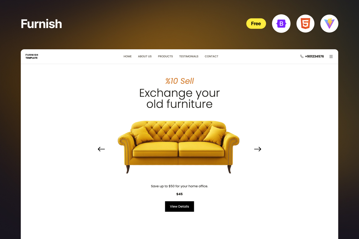 Furnish Free Bootstrap 5 Furniture Website Template