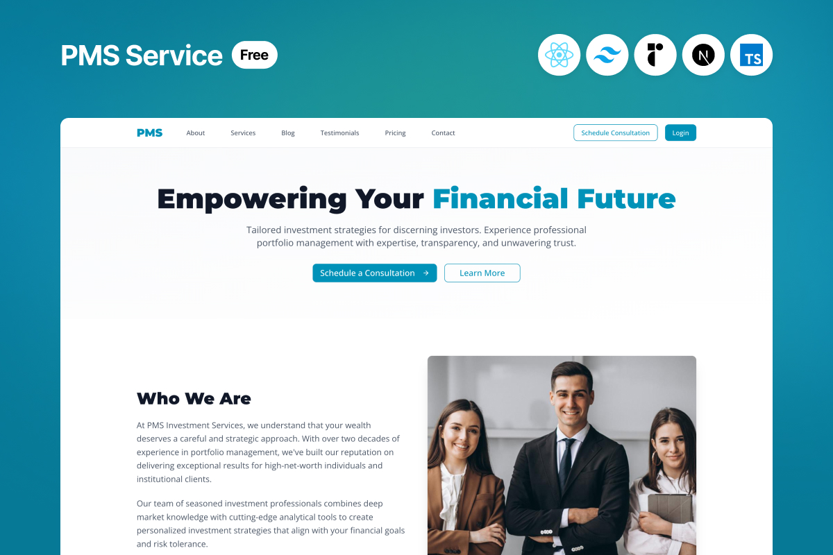 PMS Next.js Finance Website Template