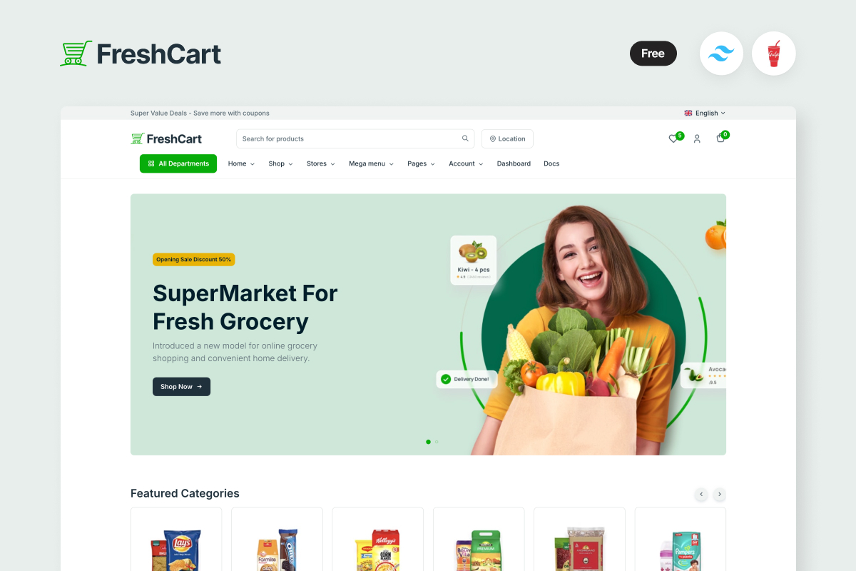 Freshcart – Free TailwindCSS Ecommerce HTML Template