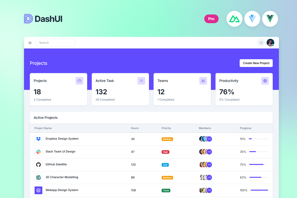 Dash UI – NuxtJs Starter Admin Dashboard Template