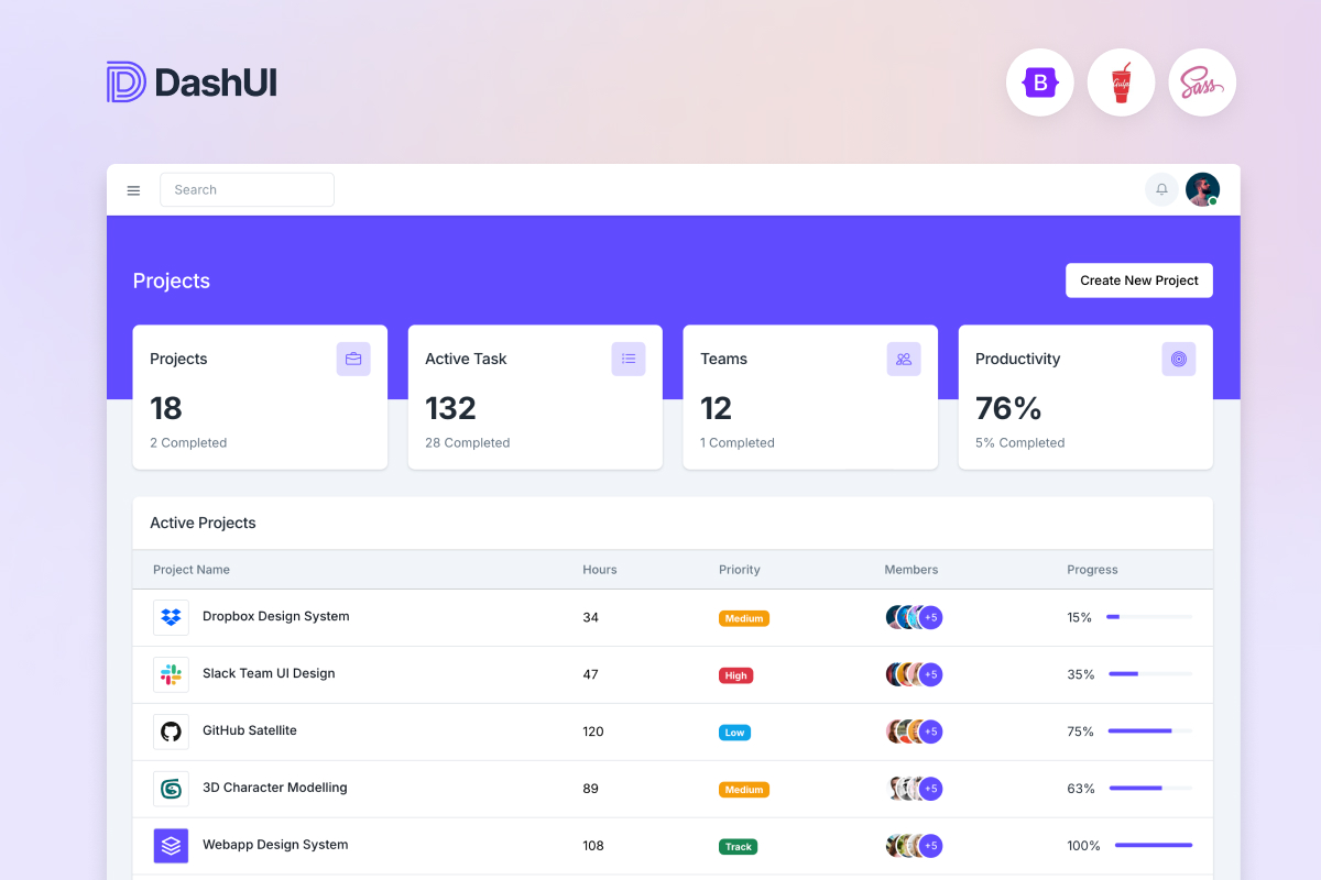 Free Bootstrap 5 Admin Dashboard Template – Dash UI