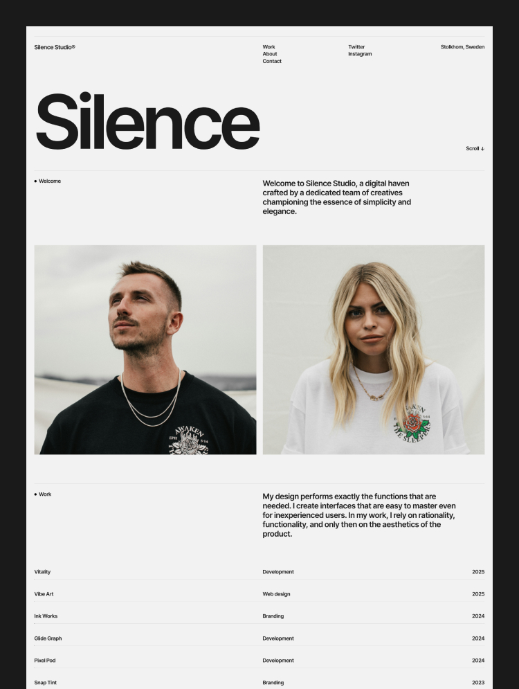 SilenceFolio – Webflow無料テンプレート