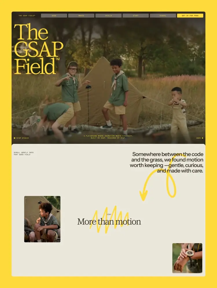 The GSAP Field – Webflow無料テンプレート