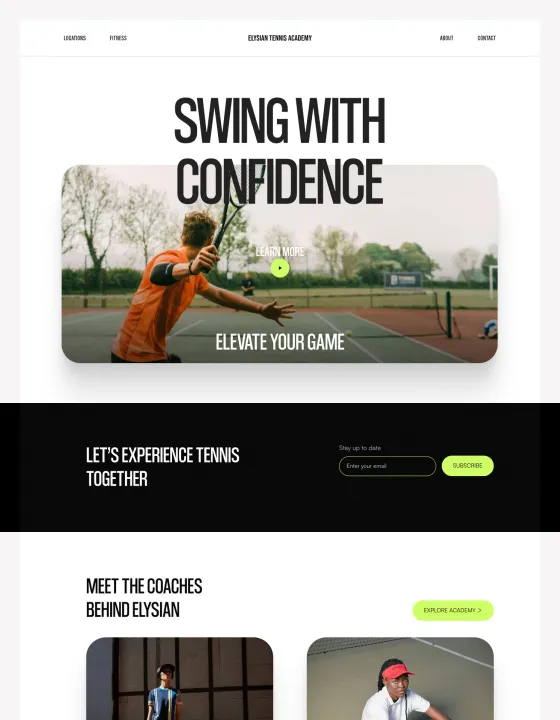 Elysian Tennis – Webflow無料テンプレート