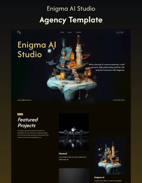 Enigma AI Studio – Webflow無料テンプレート