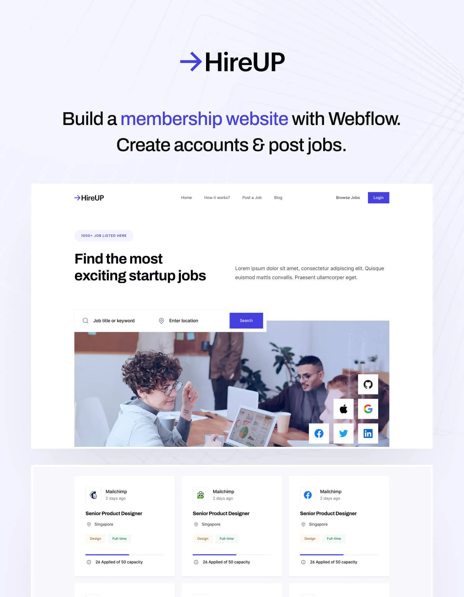 HireUP – Webflow無料テンプレート