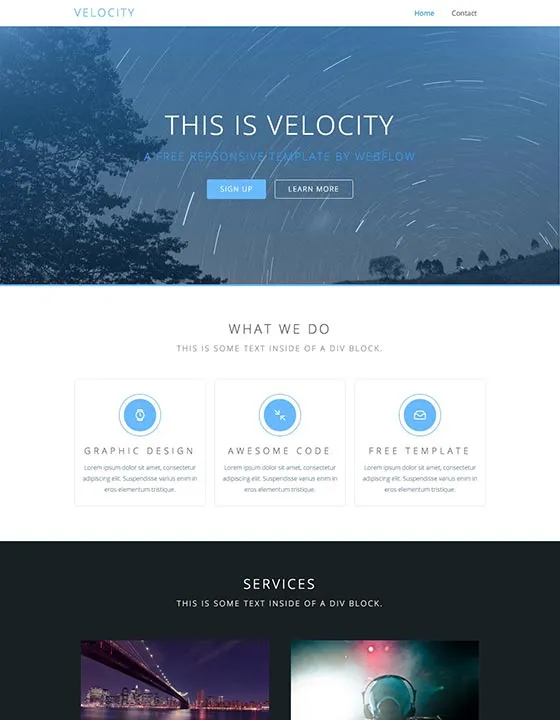 Velocity – Webflow無料テンプレート