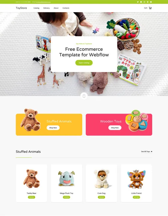 Toystore – Webflow無料テンプレート