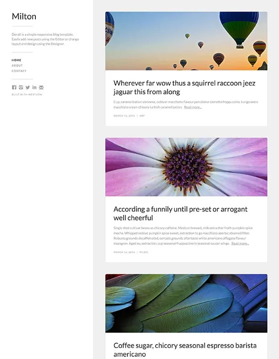 Milton – Webflow無料テンプレート