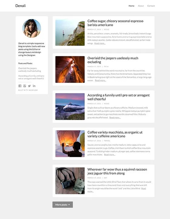Denali – Webflow無料テンプレート